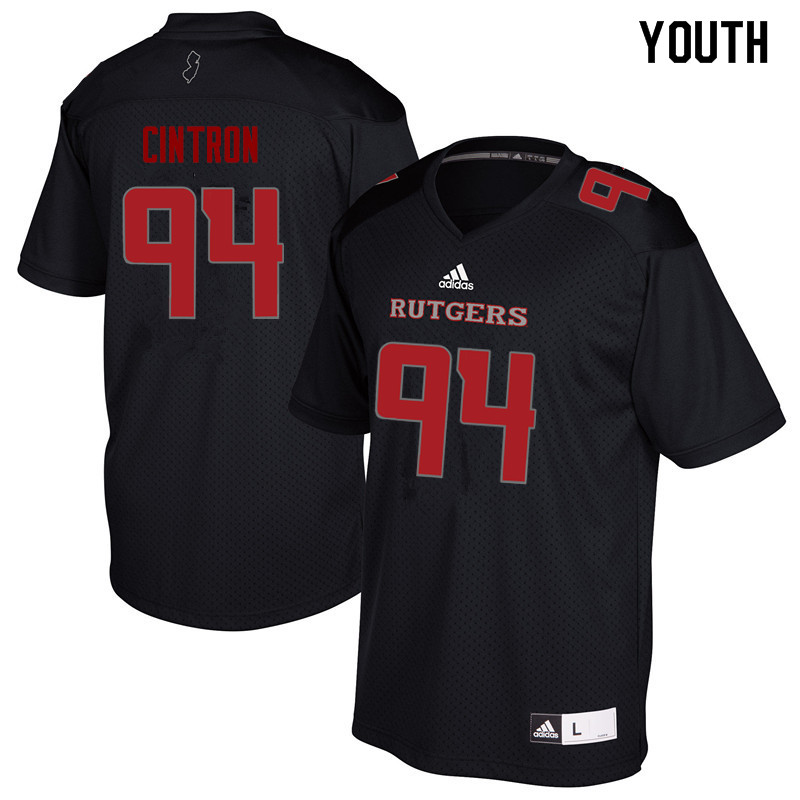 Youth #94 Michael Cintron Rutgers Scarlet Knights College Football Jerseys Sale-Black - Click Image to Close